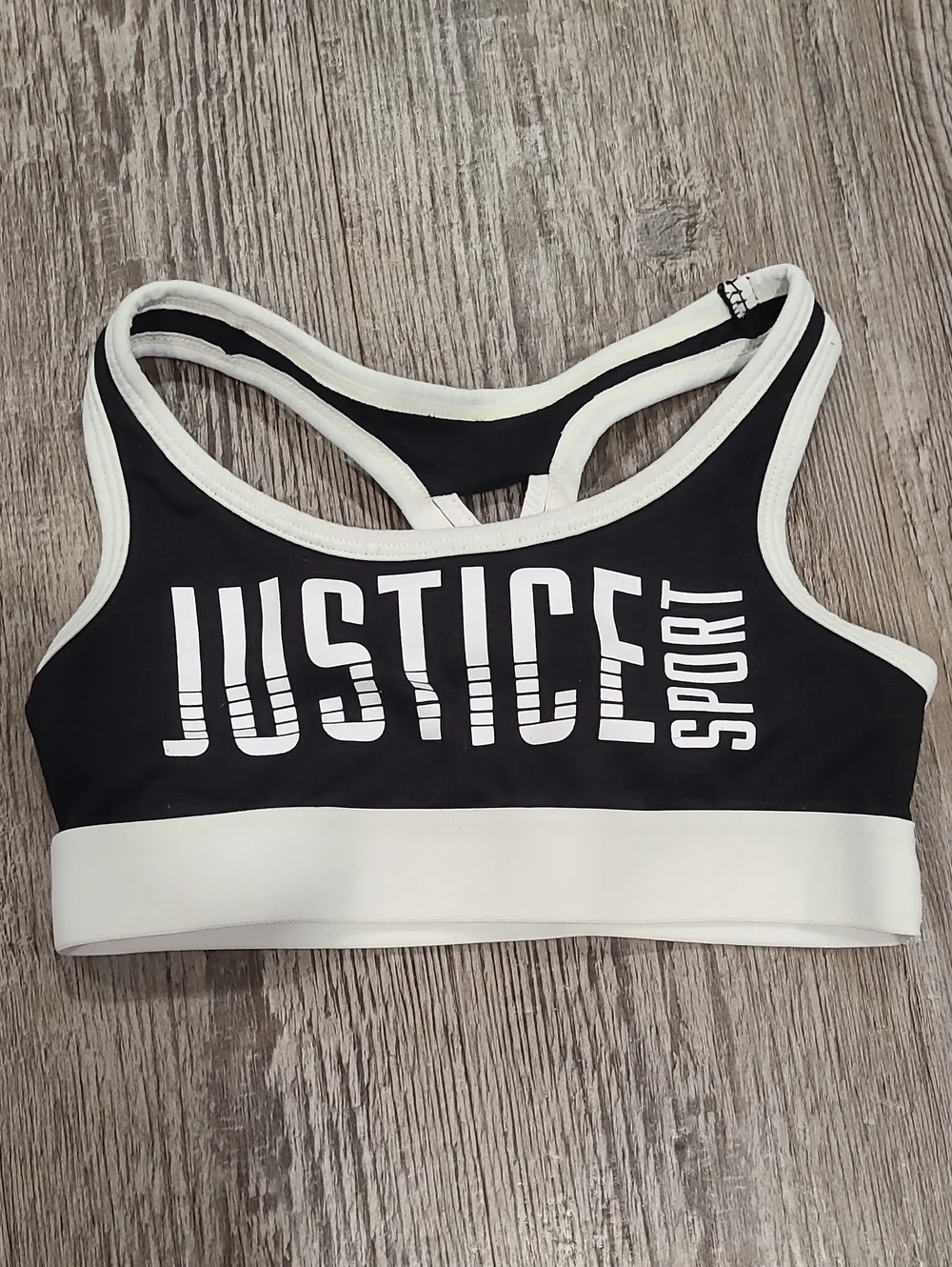 Justice Black and White Sports Bra Size 26
